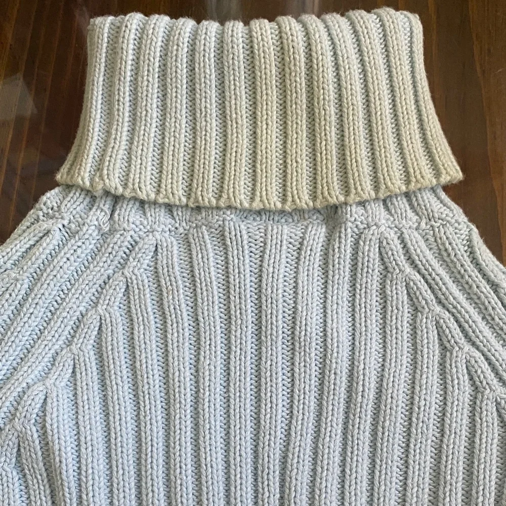 Vintage Polo Ralph Lauren Light Blue Ribbed Turtleneck Sweater - Picture 4 of 7